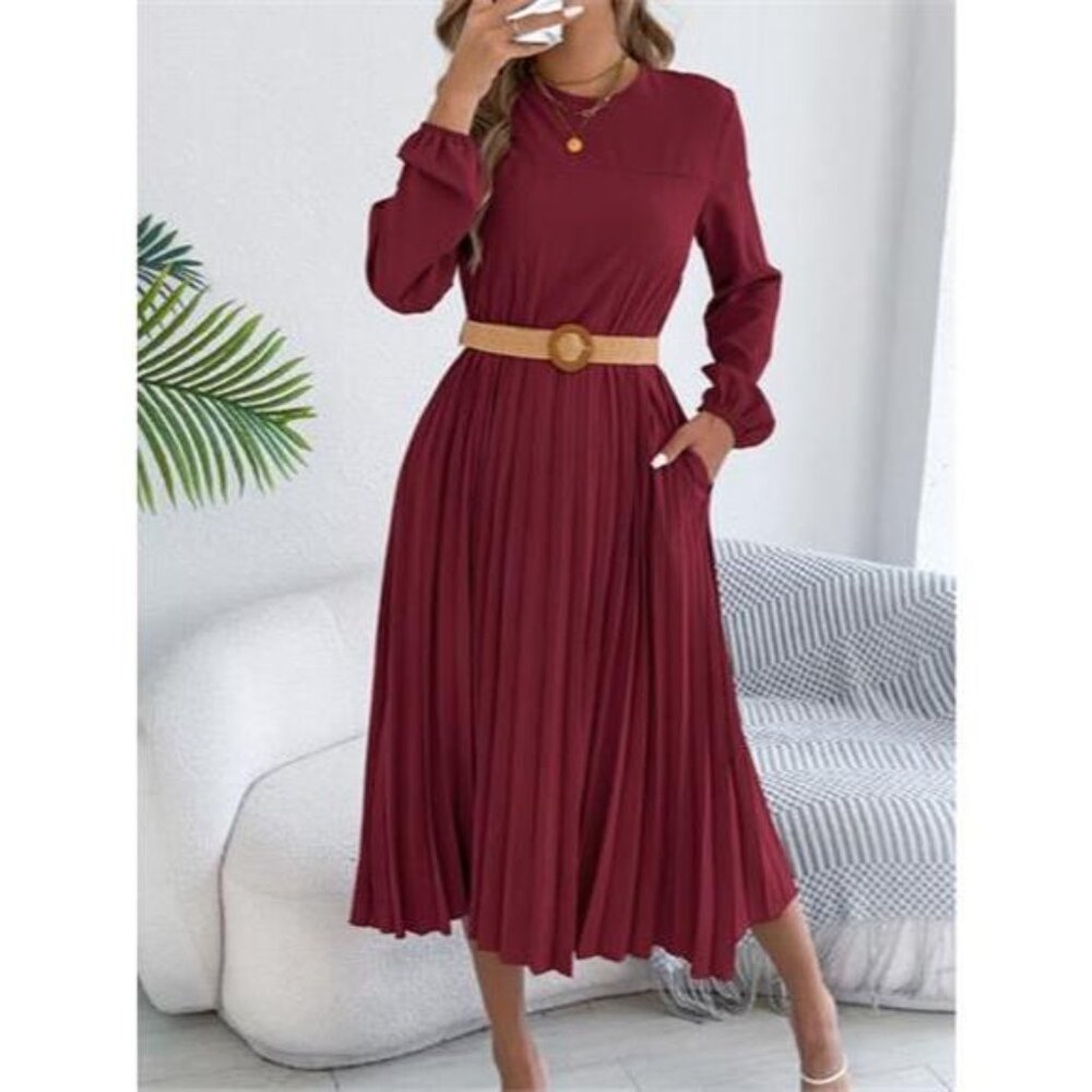 Pleated A-Line Midi Dress